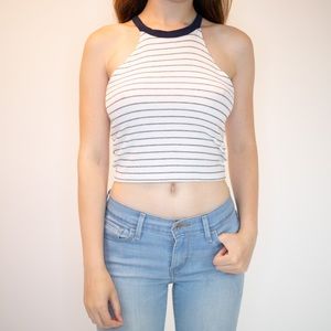 Striped Halter Neck Crop Top (Love Culture)